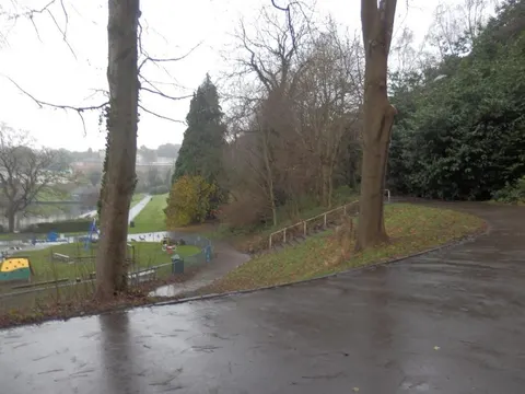 A sloping path leading down into Crookes Valley Park